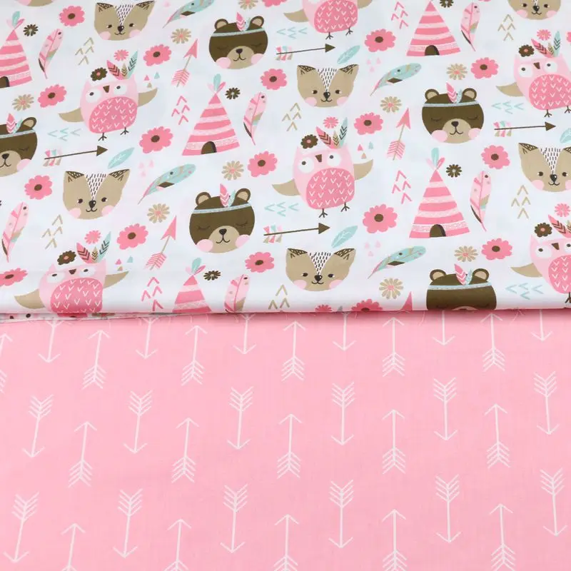 160 см * 50 детская хлопковая ткань с принтом розовой лисы стрелы медведя стеганое