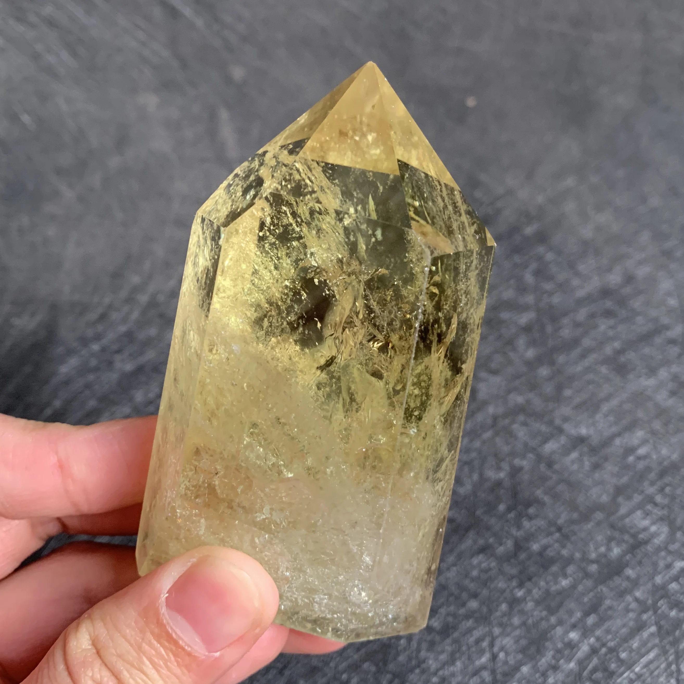 

260g Natural Citrine Wand Point Decoration Polished Yellow creastly Quartz Crystal Reiki Healing Obelisk H08