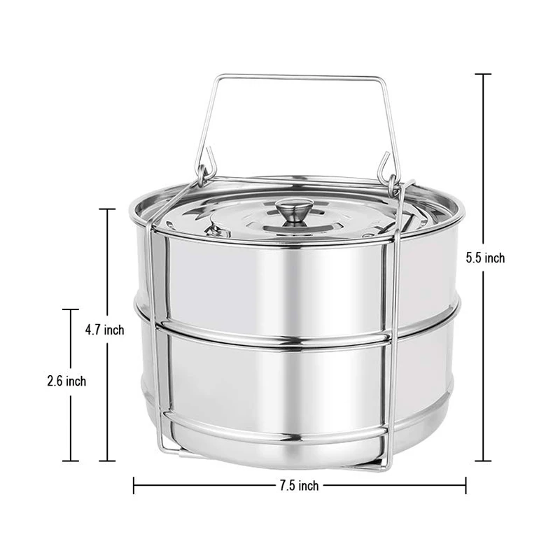 2 Layers Steamer Insert Stackable Food Design Compatible With Instant Pot Set Sling Stainless Steel | Дом и сад