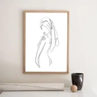 Черно-белый абстрактный минималистичный обнаженный женский рисунок по линии тела художественные принты сексуальная женщина плакат Холст Картина ванная комната Домашний декор