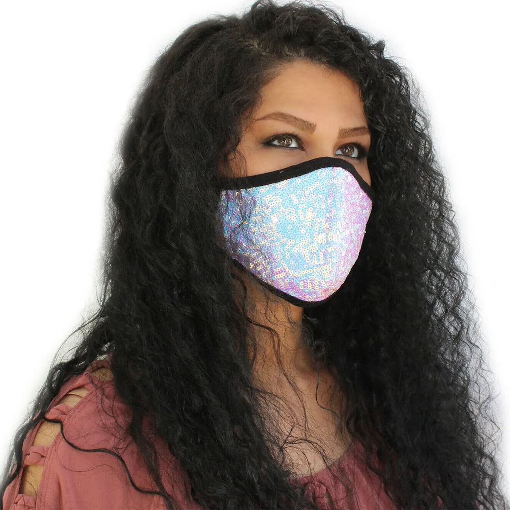 

Black Women Sequined Mask For Woman Female Face Masque Cubrebocas Mascsrillas Mascaras Cotton Bling Masks Bandage