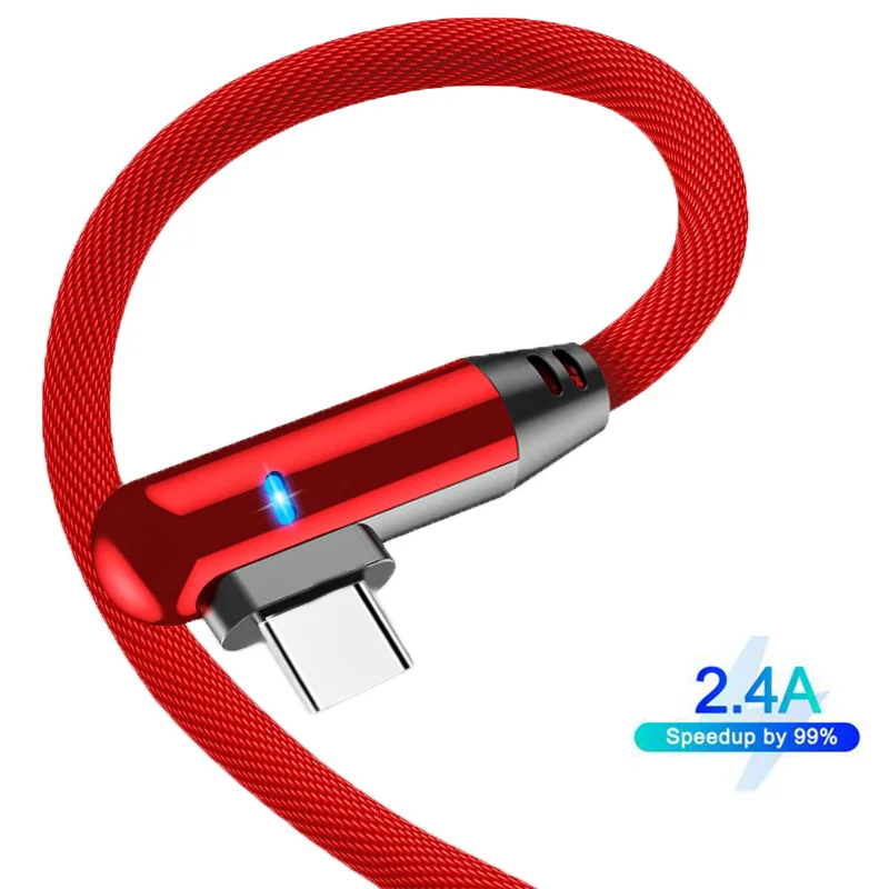 Новый 90 градусов Тип C 8Pin Micro USB кабель для iPhone 8X7 6 6S Plus iOS 10 9 8 Samsung Nokia быстрой