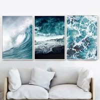sea wave whale posters and print blue seascape canvas painting aesthetic decorative pictures on the wall for living room