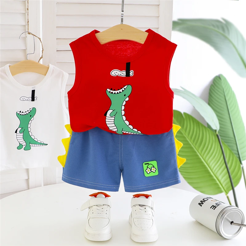 Новый летний костюм для маленьких девочек детский хлопковый жилет мальчиков