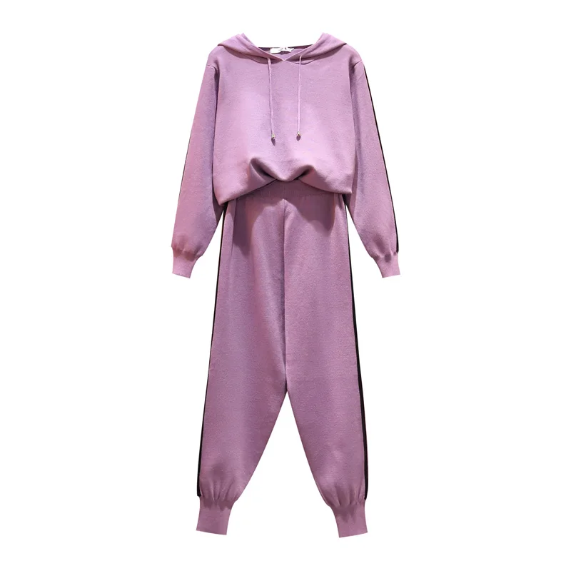 

Женский трикотажный костюм-двойка, кофта с капюшоном и штаны-Гарун, повседневный комплект одежды для отдыха