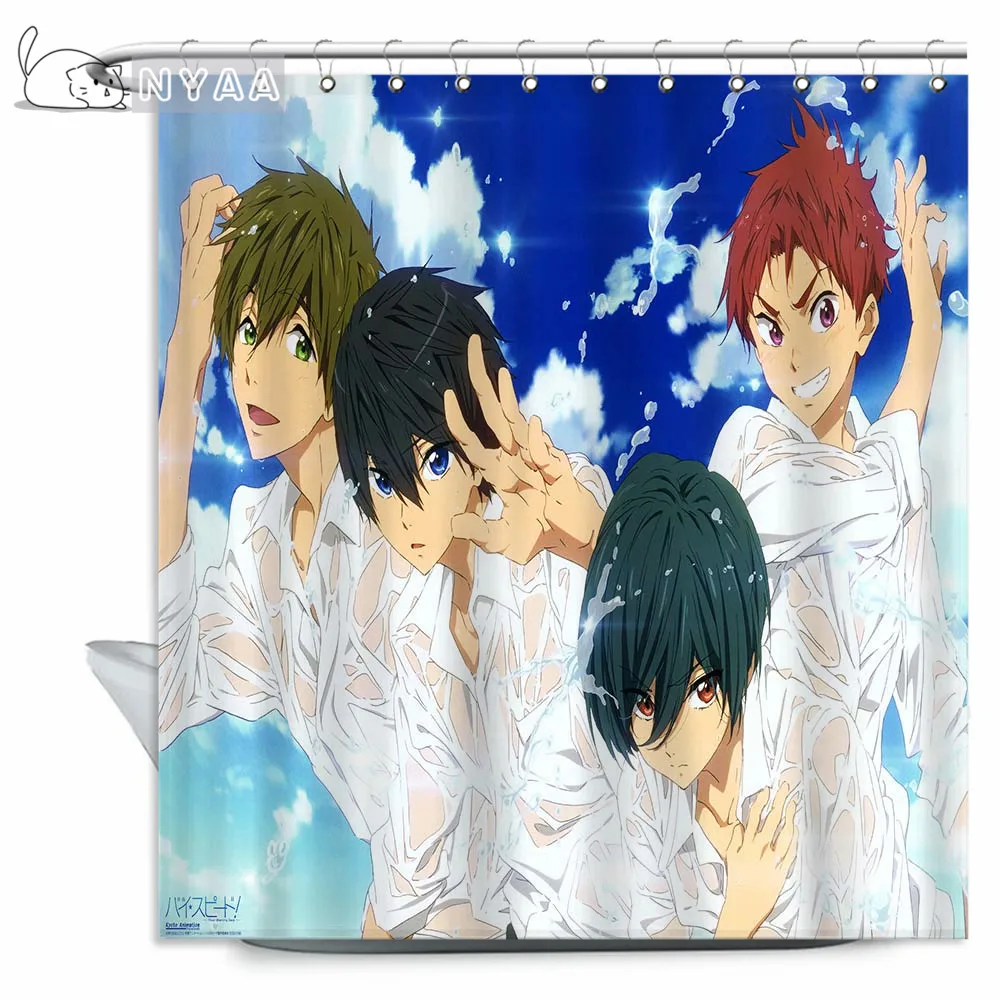 Занавеска для душа NYAA в стиле аниме вечная летняя душевая занавеска забавная