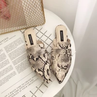 2020 summer flats mules lady sandals slippers leopard serpentine slip pointed toe womens slipper shoes outdoor woman slides