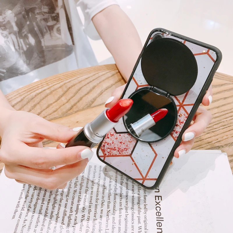 Diamond Epoxy Cosmetic Mirror Phone Case For iPhone 11 pro max8 7 6 6s Plus X Xr Xs Max Cover huawei nova3 4 5 P20 P30 |