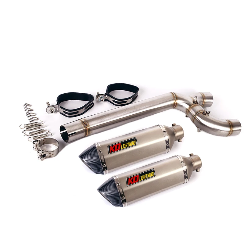Yamaha FZ6N FZ6S FZ6 Motorcycle Replace Original System 1x Middle Link Pipe Connect 2x Exhaust Muffler Tube Left Right Side image 3