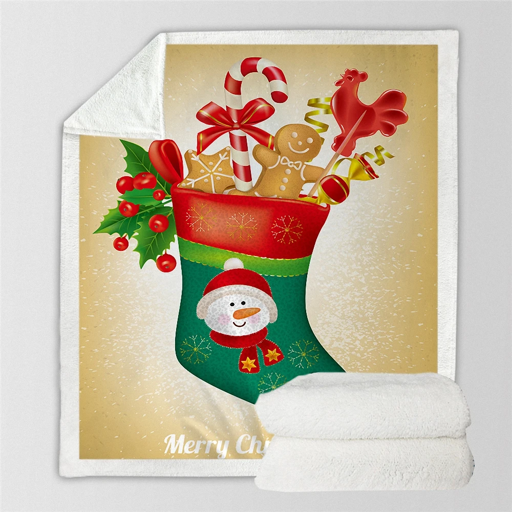 2019 рождественское Новогоднее квадратное одеяло с принтом для кроватей из шерсти