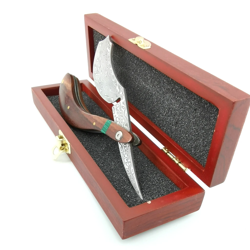 Damascus Straight Shaving Barber Razor Steel Cut Throat Knife Wood Box Gifts For Men New