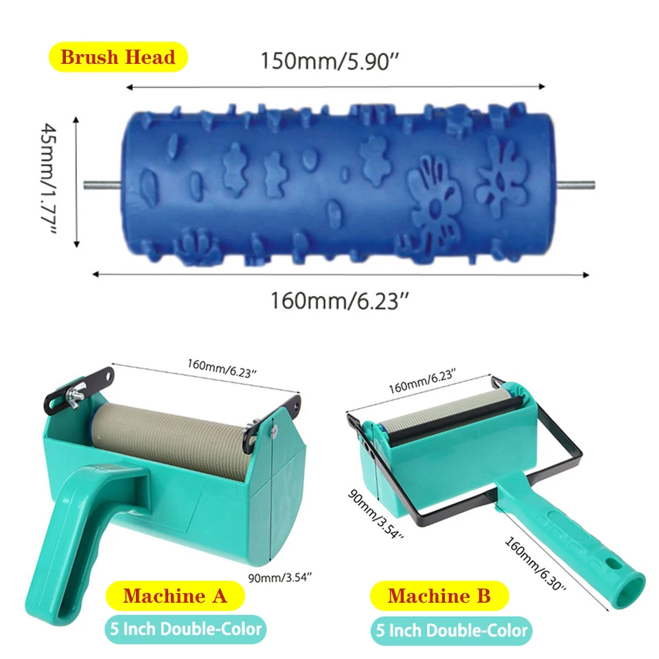 wall decoration paint roller 5 rubber brush tools roll for wallpapering room house wallpaper modern decor painting machine free global shipping