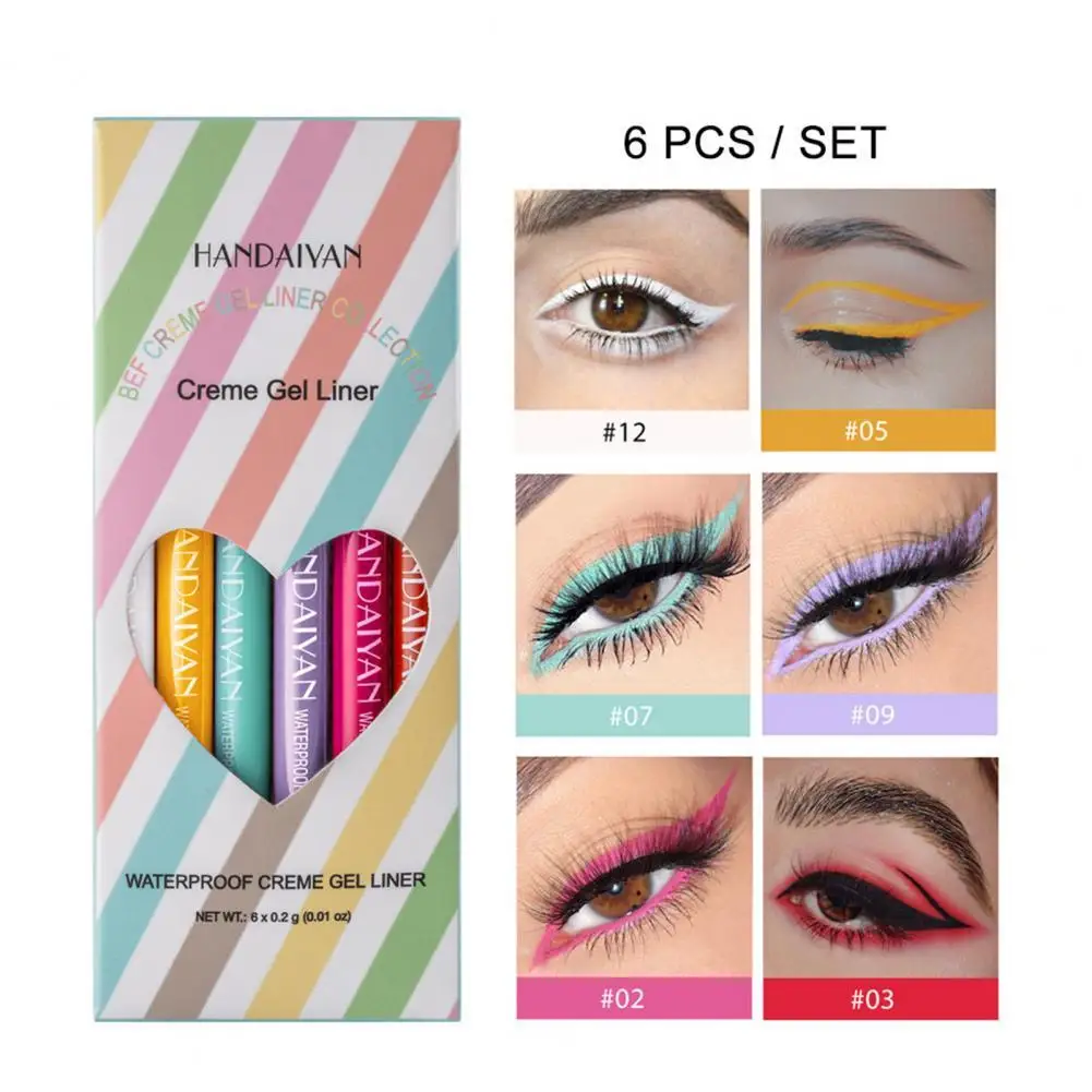 

6Pcs Longlastingeyeliner Eye Makeup Fashion Dries Quickly Long Lasting Waterproof Women No-smudge Eyeliner Gel for Daily Life