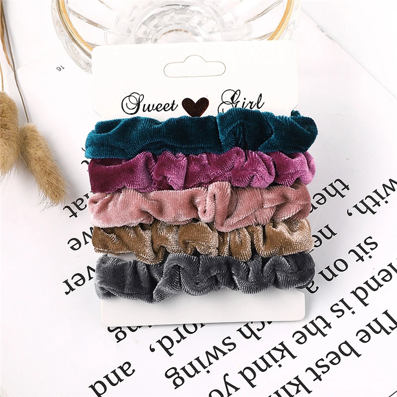 

Qiyue Ins Style Simple Fabric Hair Ring Candy Color Hair Rope Set Headdress