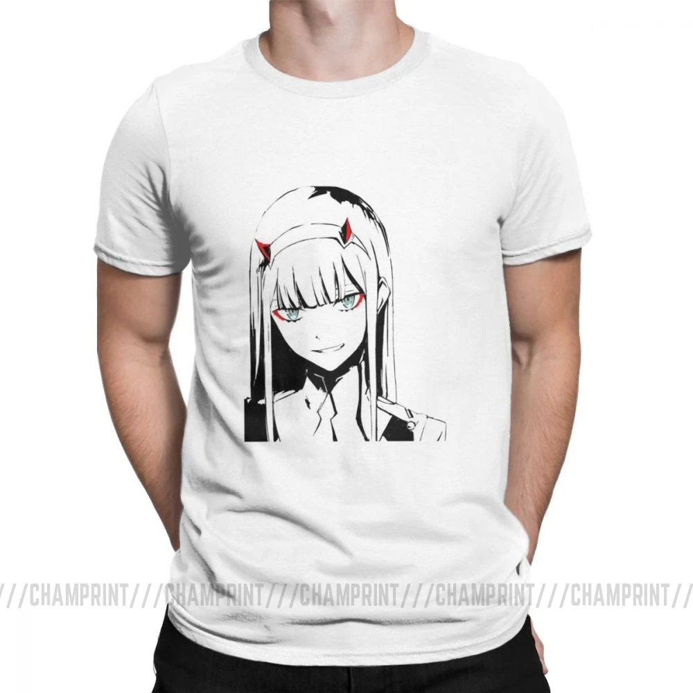 Белый Крутая футболка Zero Two Darling In The Franxx Movie, футболка для мужчин, хлопок, футболки смешного размера плюс, топы, Новое поступление одежда - Цвет: Белый