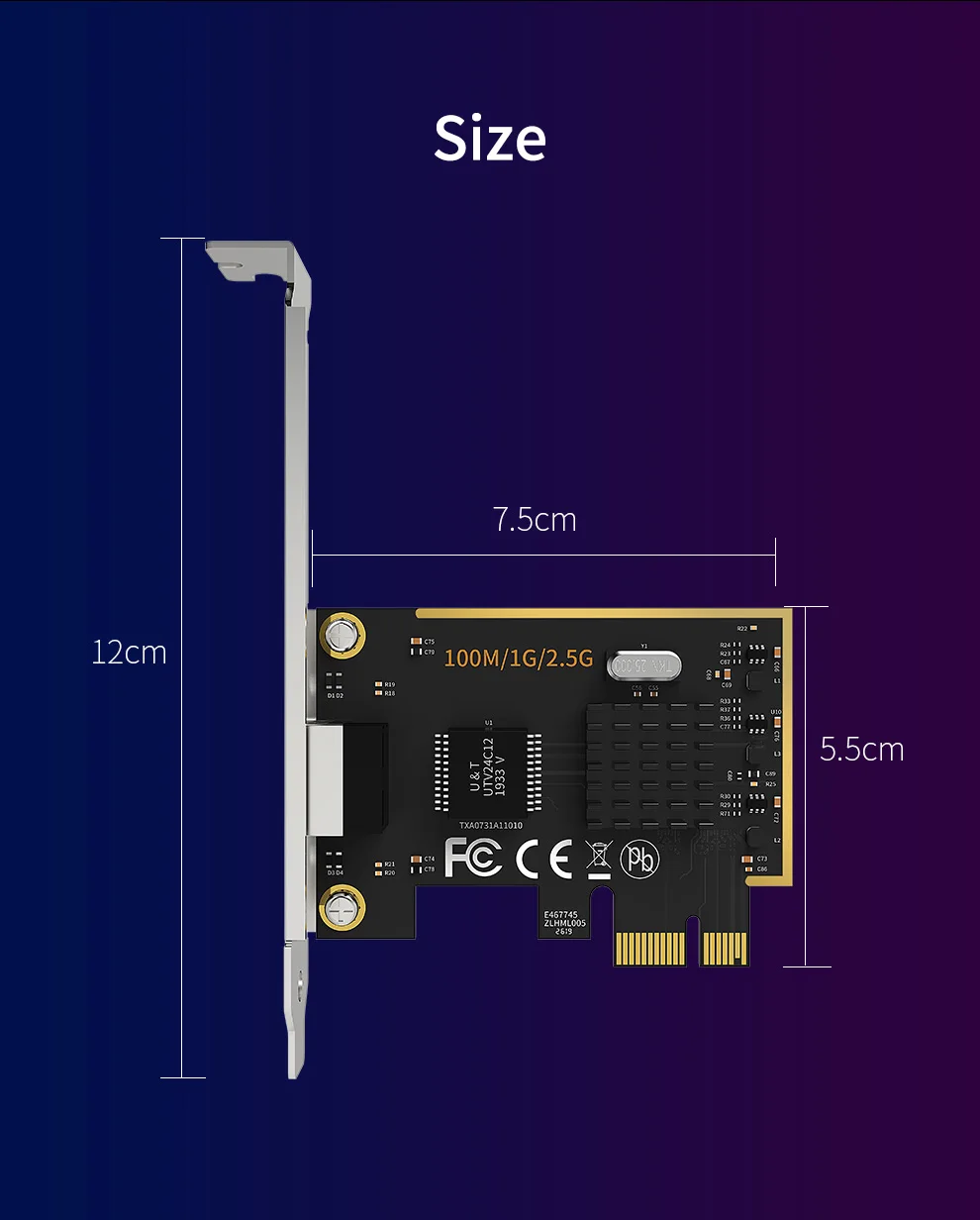 

PCI-E Wireless wifi Adapter Gigabit gaming network card RTL8125 2500Mbps fastest speed wifi lan card with RJ45 port for desktop