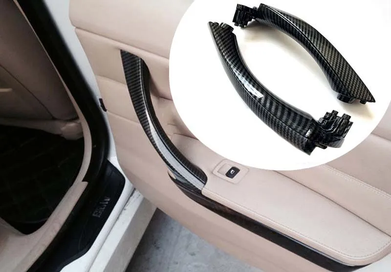 Серый бежевый черный углеродное волокно внутренняя ручка автомобиля дверная