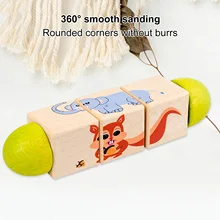 Montessori Games Baby Toys Kids Rotating Wooden Puzzle Toy Animal Building Blocks Children Early Education Cognition Toys