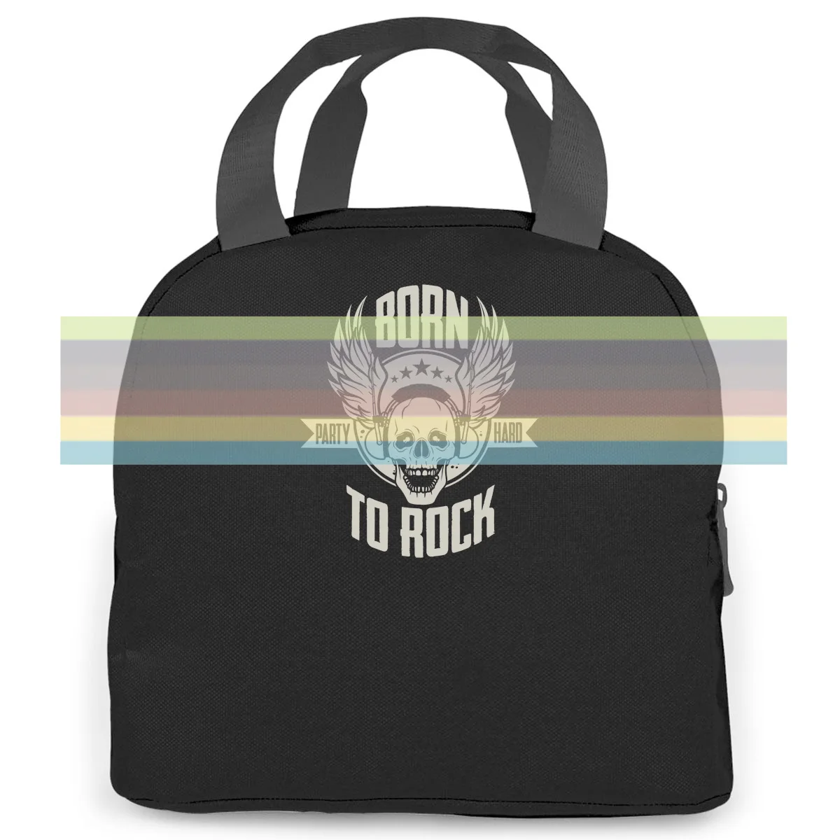 

Born To Rock Black Hipster women men Portable insulated lunch bag adult