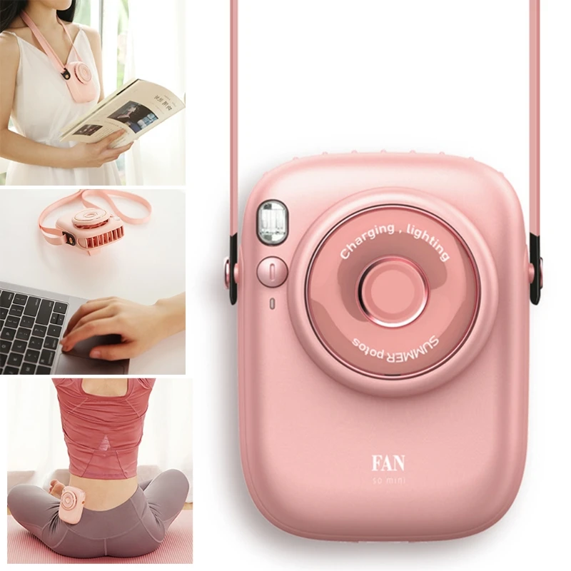 

Mini Wearable USB Fan Camera-shaped Portable Personal Fan Portable Waist Fan 1800mAh Rechargeable 3 Gears for Travel
