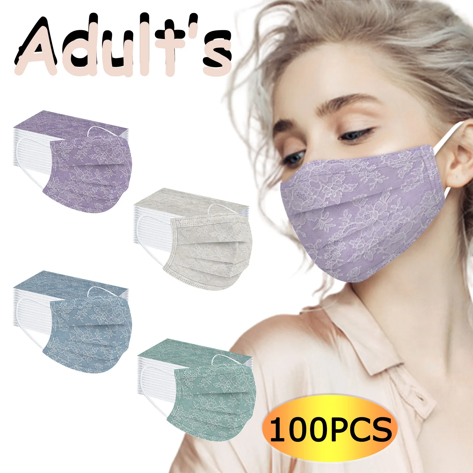 

10/20/30/40/50/100PCS Anti-Dust Mask for Face Women Man Unisex Print Disposable Face Mask 3Ply Ear Loop Halloween Cosplay mask