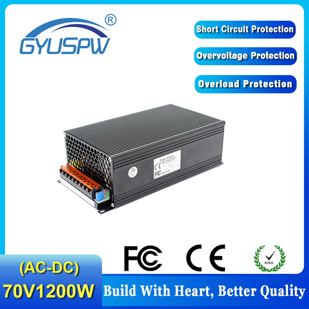 Универсальный DC70V 17.1A 1200W Переключатель источник питания Трансформатор 110 220V AC к DC