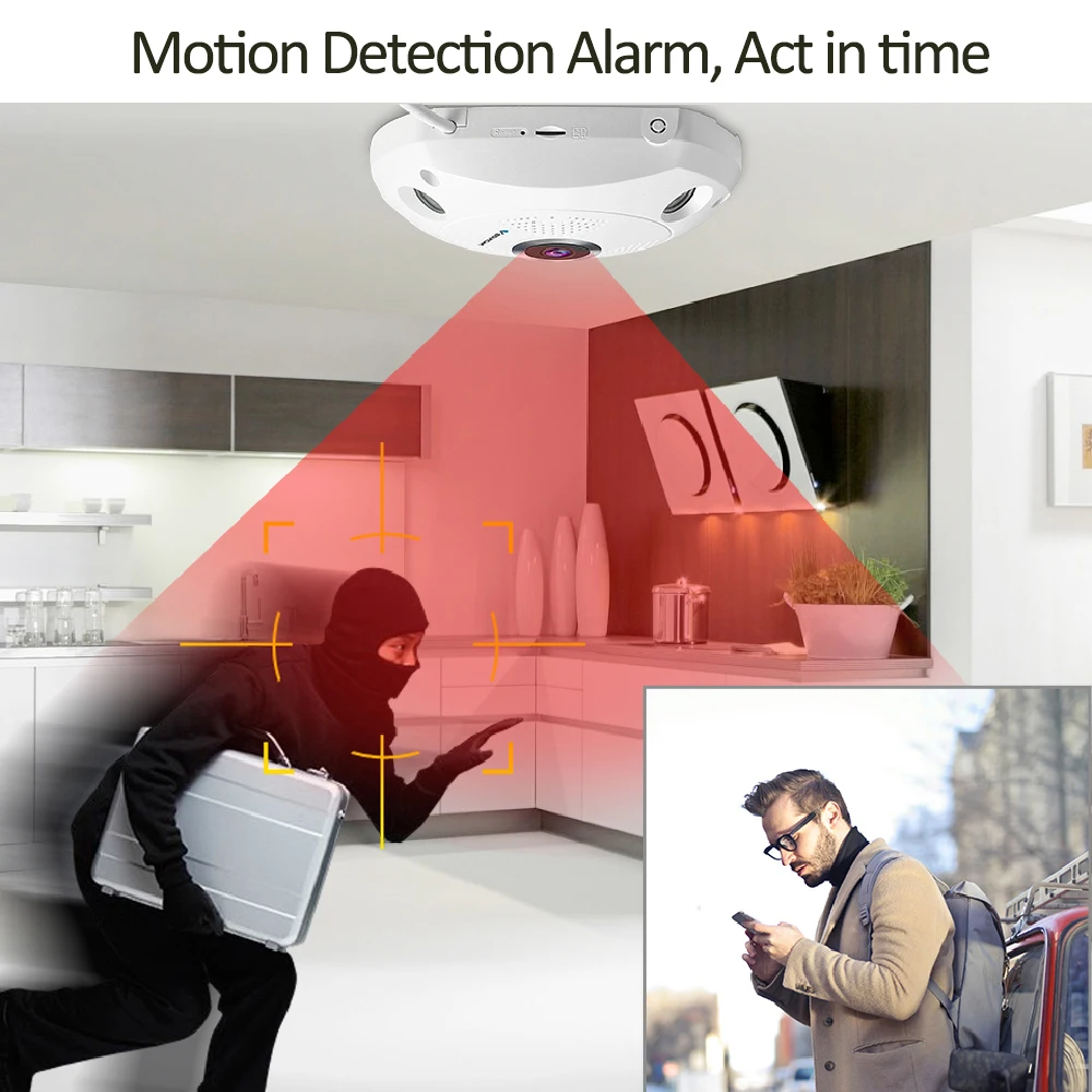 IP-камера Vstarcam 3 Мп с углом обзора 360 градусов и поддержкой Wi-Fi | Безопасность защита