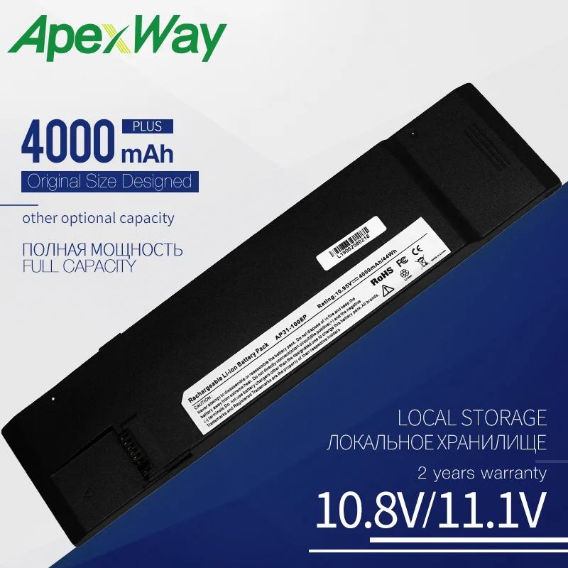 Apexway 4000 mAh 10 95 V Аккумулятор для ноутбука 07G031001700 AP31 1008P Asus Eee PC 1008KR 1008P|Аккумуляторы