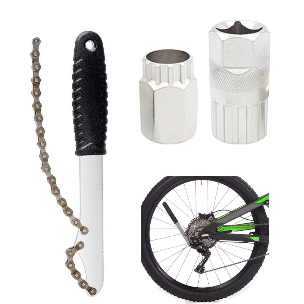 

3pcs Bike Cassette Removal Tool Chain Whip Freewheel Puller Flywheel Turner Bicycle Sprocket Removal Tools Sprocket Remover