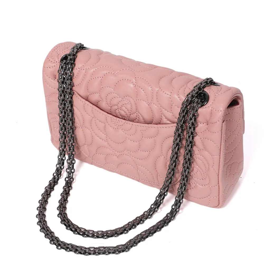 2020 натуральная кожа металлические цепочки женская сумка через плечо на одно с