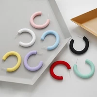 s925 silver needle ins wind ear nail candy color c shaped semicircular earrings summer frosted high end earrings fashion