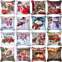 merry christmas cushion covers 45x45 cm snowman christmas tree santa deer printed pillow cover home decor pillowcase for couch