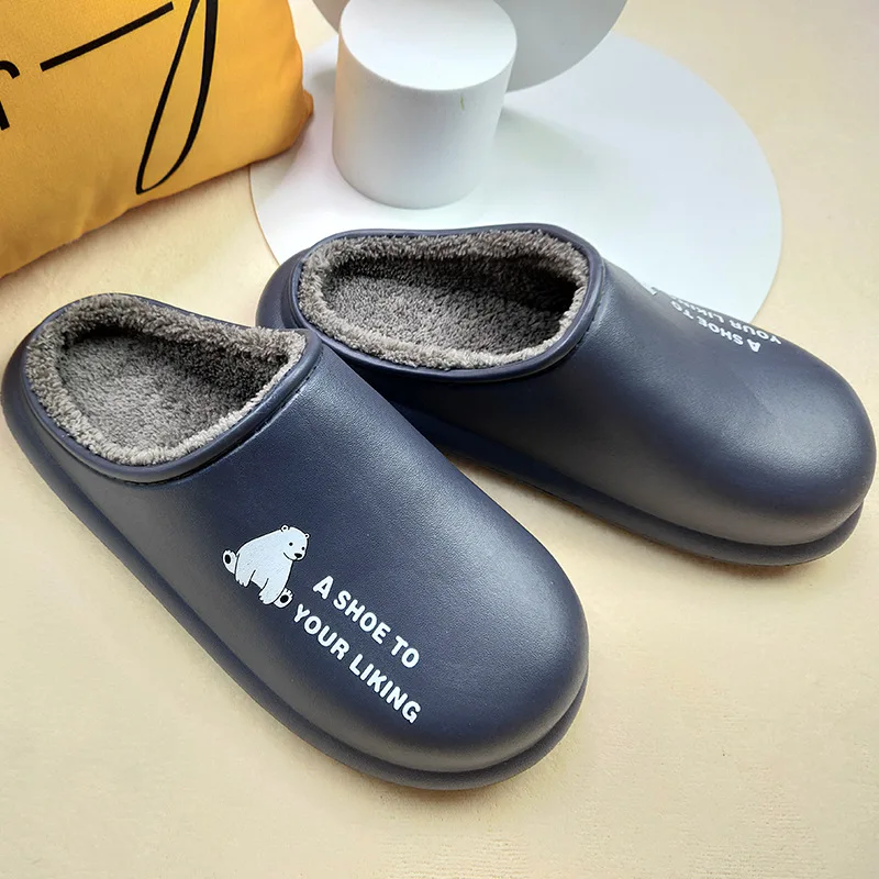 Мужские тапочки Высококачественные зимние из ЭВА Унисекс однотонные с мехом