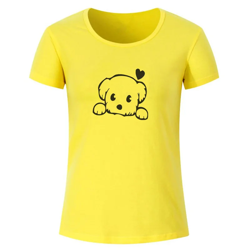 Women's T women Graphic Fashion Cute Heart \ Puppy Print Top t-shirt Female T-shirt girl Clothes Short sleeveT shirt | Женская