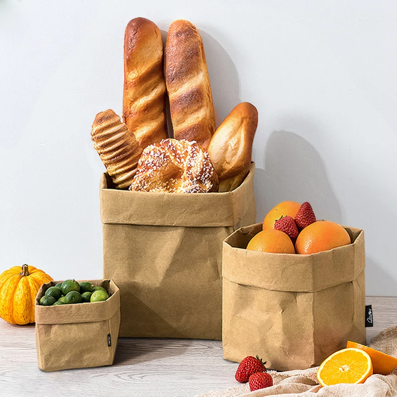 

Kraft Paper Bags Reusable Festival Gift Bags takeaway bag baking bag Water Proof Durable Large Paper Bags for Grocery Shopping