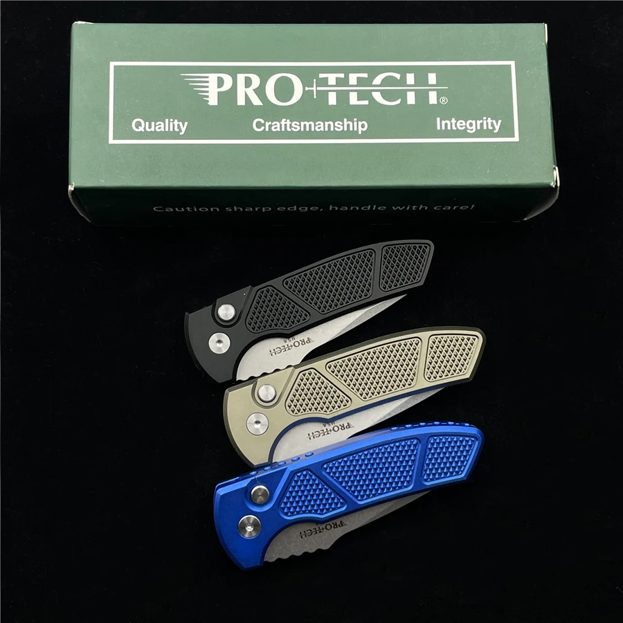 

ProTech LG415DLC "SBR Grip Milled AUTO knife CPM S35VN steel DLC coating Outdoor camping hunting pocket EDC tool knife