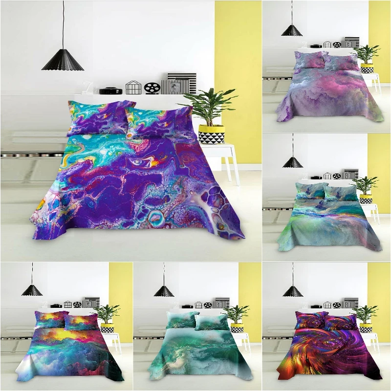 3D ослепляющая плоская простыня удобное постельное белье с мраморным узором