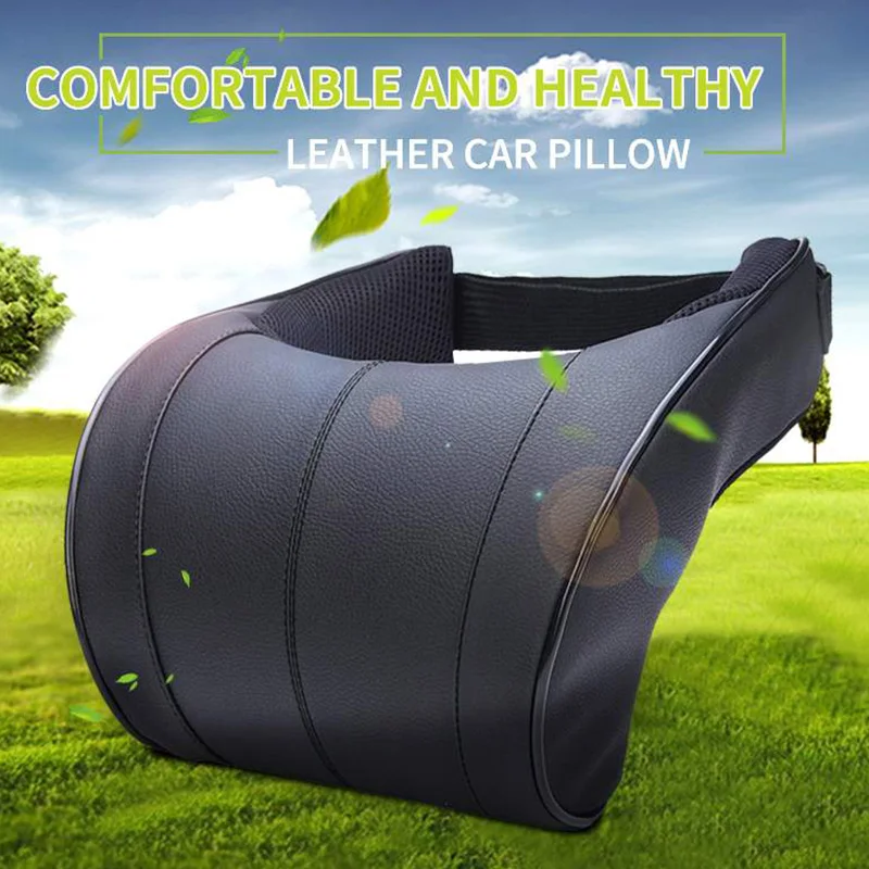

1Pcs Pu Leather Auto Car Neck Pillow Memory Foam Pillows Neck Rest Seat Headrest Cushion Pad