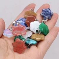 natural stone pendants flower shape white turquoise malachite charms for jewelry making diy women necklace earrings gifts