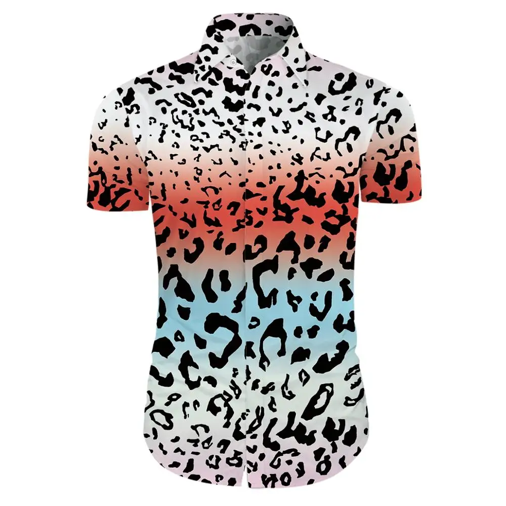 Мужская короткая рубашка с 3D принтом элегантная облегающая двухсторонняя