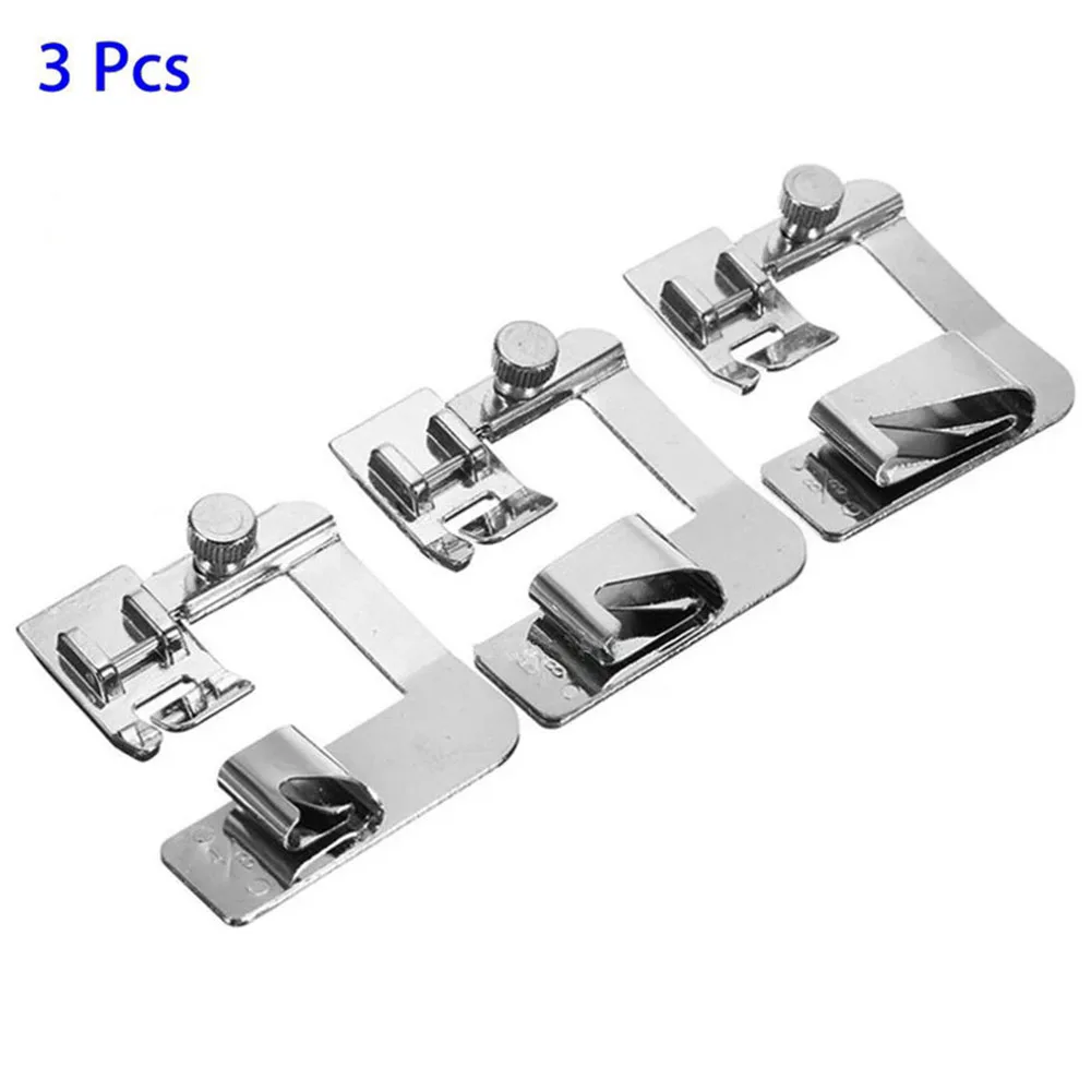 

3pcs Domestic Sewing Machine Foot Presser Foot Rolled Hem Feet For Brother Singer Sewing Accessories