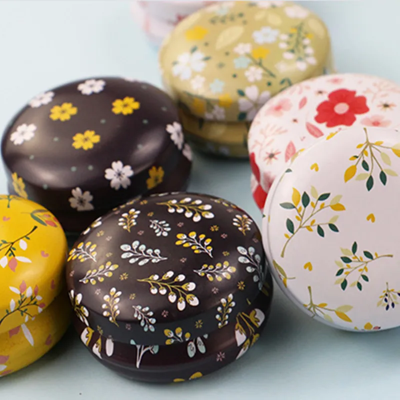 Элегантная портативная мазь железная банка с рисунком цветов пустые жестяные