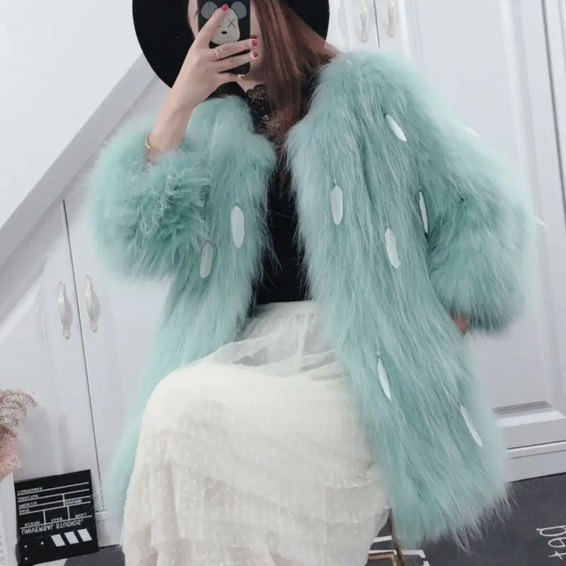 

Модное высококачественное пальто из искусственного лисьего меха, мягкое теплое зимнее пальто с перьями для женщин, 2021, толстая Женская куртка с жемчужным кулоном