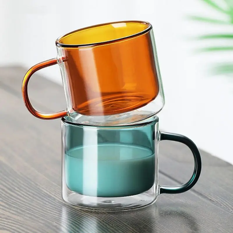 

New Heat-resistant Double Wall Glass Cup Beer Coffee Cup High Borosilicate Glass Beer Mug Tea Whiskey Glass Cups Drinkware