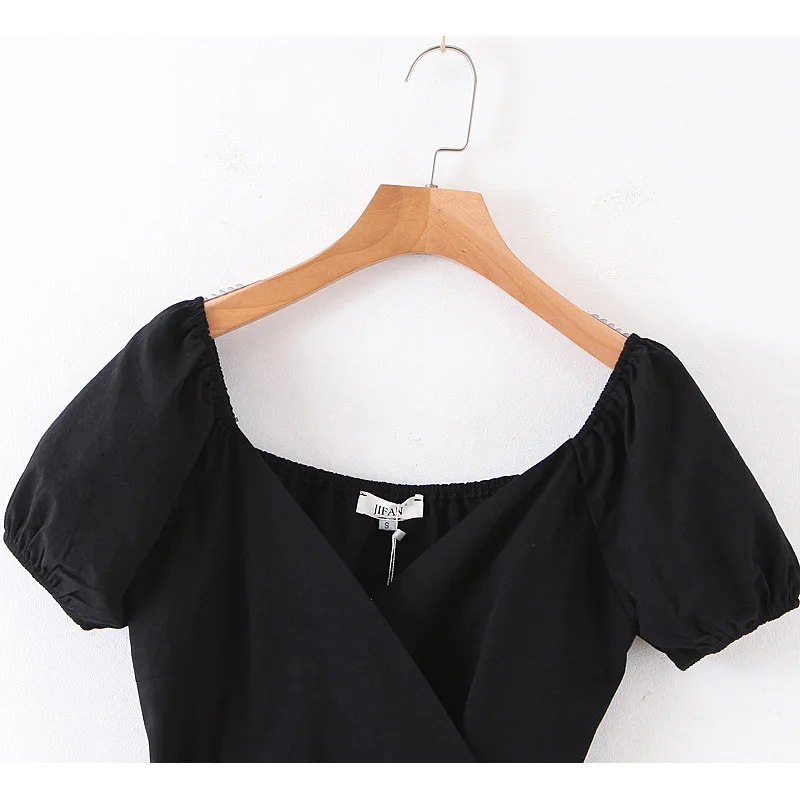 Женское мини платье из смесового хлопка za черное элегантное винтажное