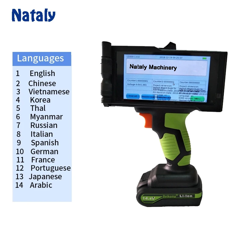 Многоязычный ручной струйный принтер Nataly LD300 печатная машина с QR кодом для