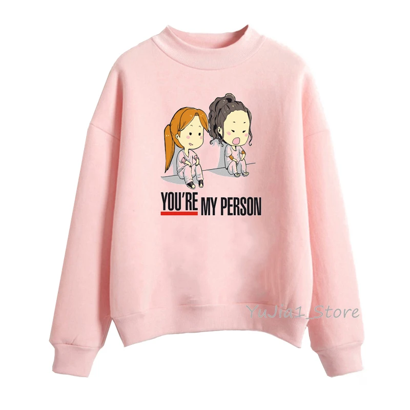 Розовая толстовка с капюшоном надписью you are my person и greys anatomy Для женщин Зимняя