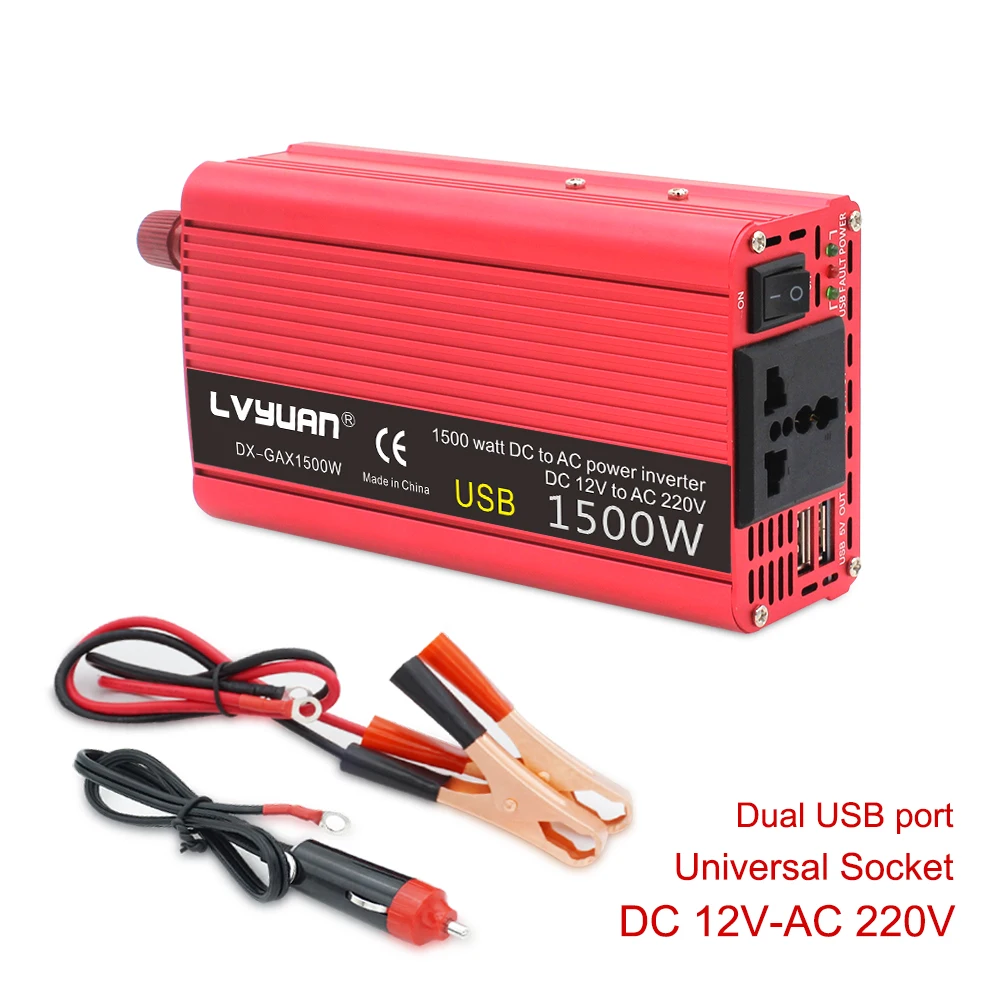 Фото Профессиональный Автомобильный Инвертор 1500 Вт DC 12V к AC 220V-240V преобразователь Профессиональный Автомобильный Инвертор 1500 Вт DC 12V к AC 220V-240V преобразователь