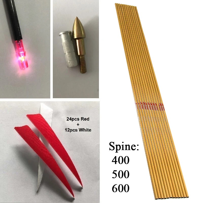 Linkboy стрельба из лука углеродные стрелы валы бамбуковая кожа Spine500 ID 6 2 мм 5 дюймов