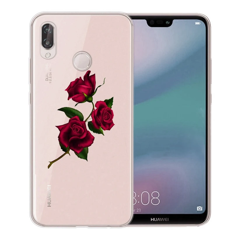 Мягкий чехол для huawei Honor 7A 8A 8X 8C 9 10 mate 20 P Smart P10 Lite Nova 3 TPU крышка с флорой D617 |